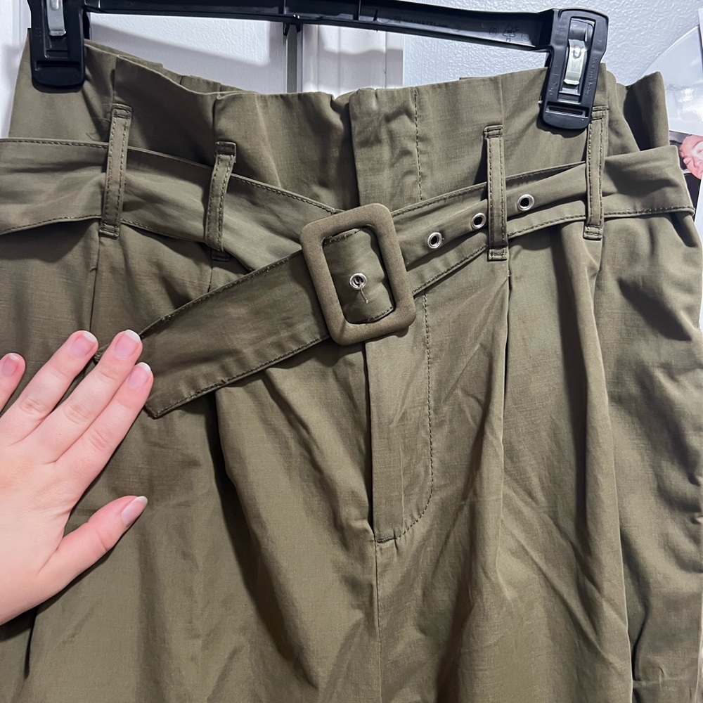 Super high rise paper bag wide leg capris